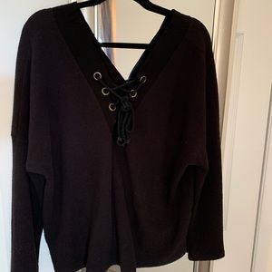 Tie up v neck sweater